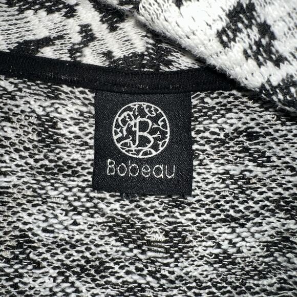 Bobeau Open Front Leopard Print Cardigan Sweater 2X Gray Black Knit Pockets - Picture 3 of 11